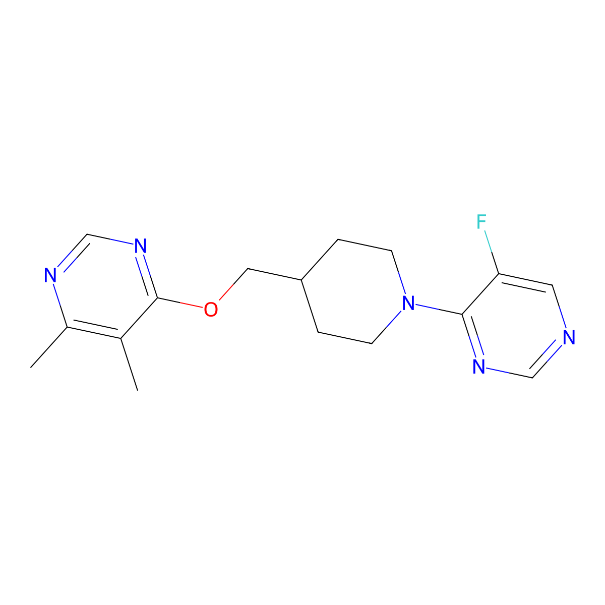 4-((1-(5-Fluoropyrimidin-4-yl)piperidin-4-yl)methoxy)-5,6-dimethylpyrimidine molecular structure, CAS 2309216-42-8