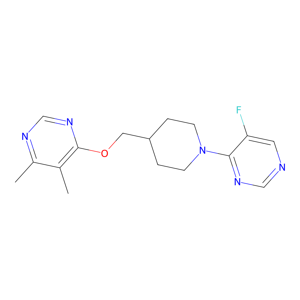 4-((1-(5-Fluoropyrimidin-4-yl)piperidin-4-yl)methoxy)-5,6-dimethylpyrimidine molecular structure, CAS 2309216-42-8