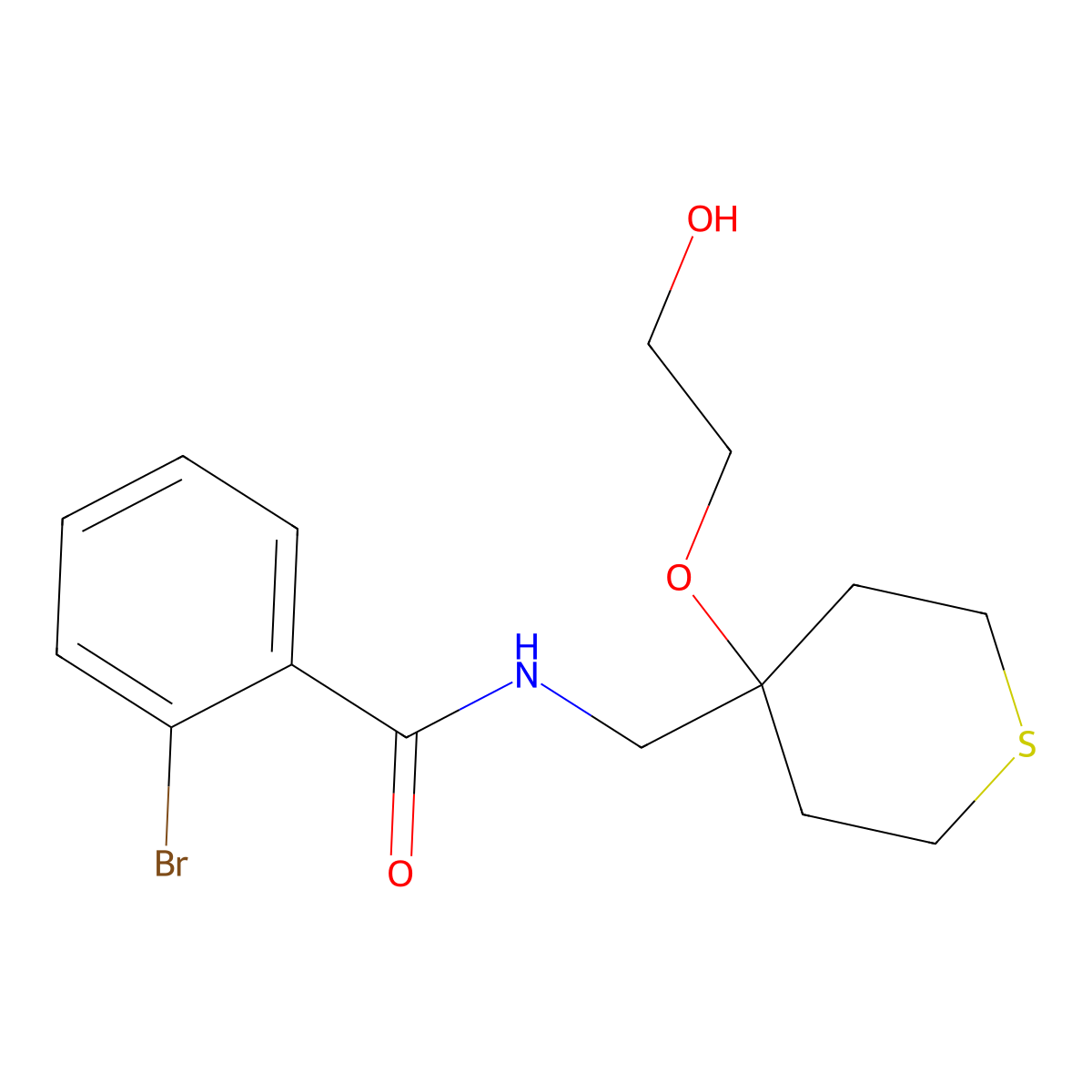 2-bromo-N-{[4-(2-hydroxyethoxy)thian-4-yl]methyl}benzamide molecular structure, CAS 2309216-45-1