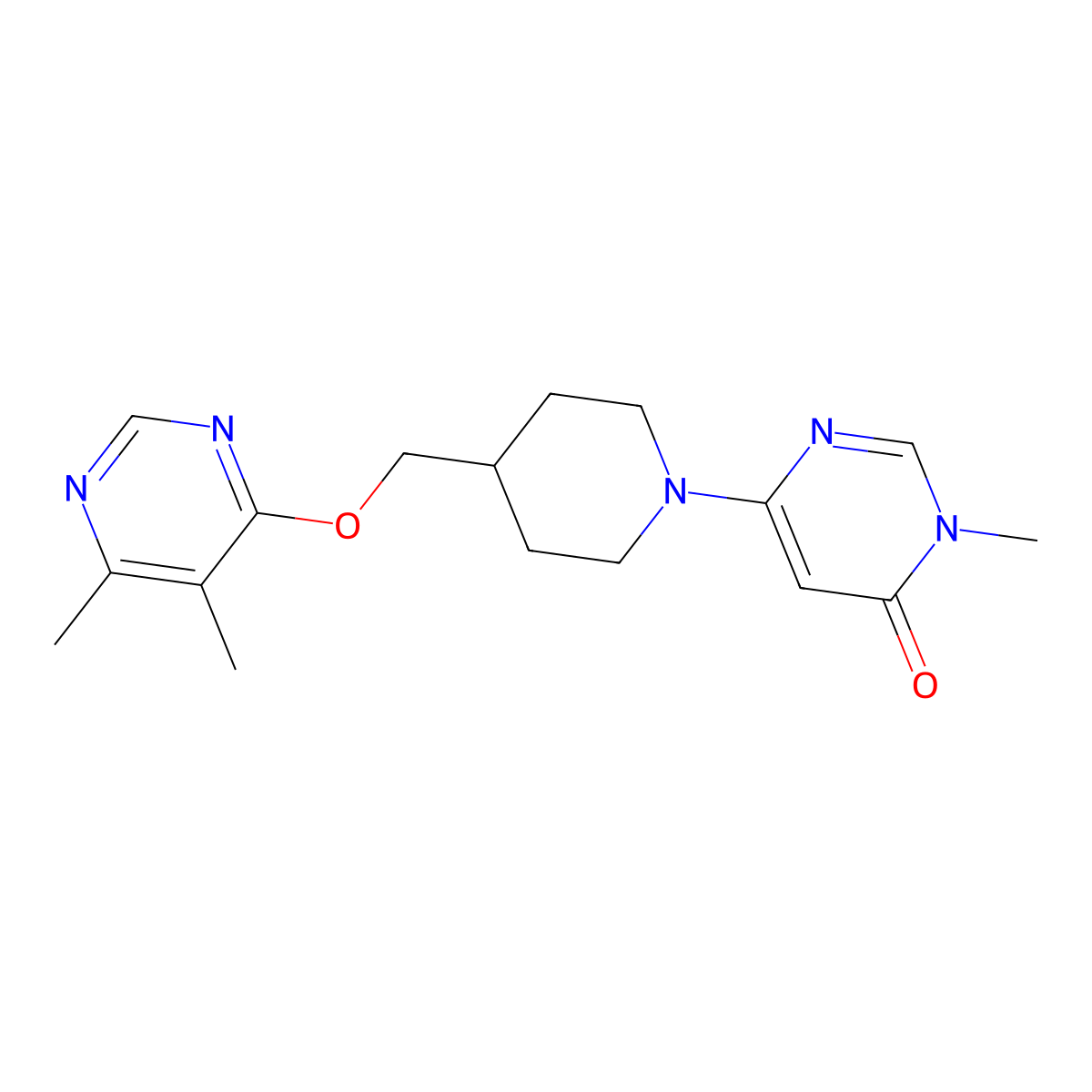 6-(4-(((5,6-dimethylpyrimidin-4-yl)oxy)methyl)piperidin-1-yl)-3-methylpyrimidin-4(3H)-one molecular structure, CAS 2309216-83-7