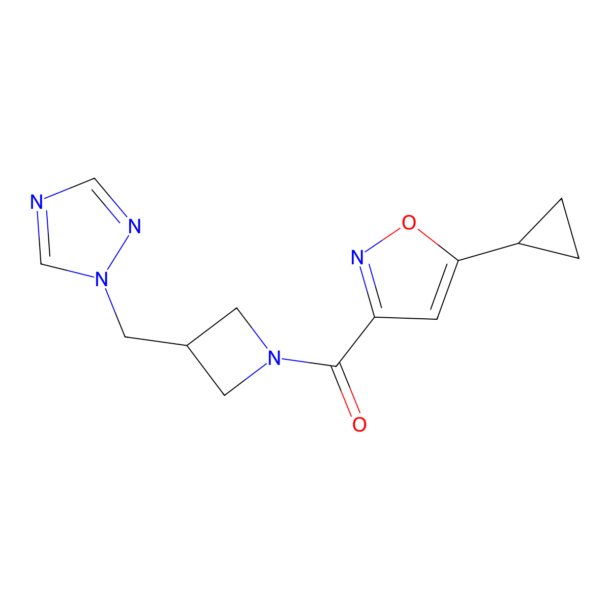 1-{[1-(5-cyclopropyl-1,2-oxazole-3-carbonyl)azetidin-3-yl]methyl}-1H-1,2,4-triazole molecular structure, CAS 2309217-07-8