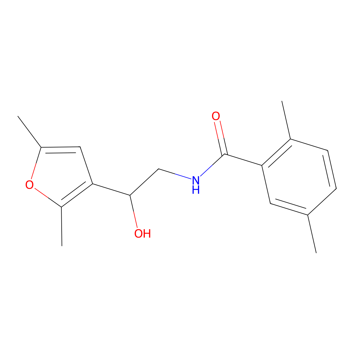 N-[2-(2,5-dimethylfuran-3-yl)-2-hydroxyethyl]-2,5-dimethylbenzamide molecular structure, CAS 2309217-89-6