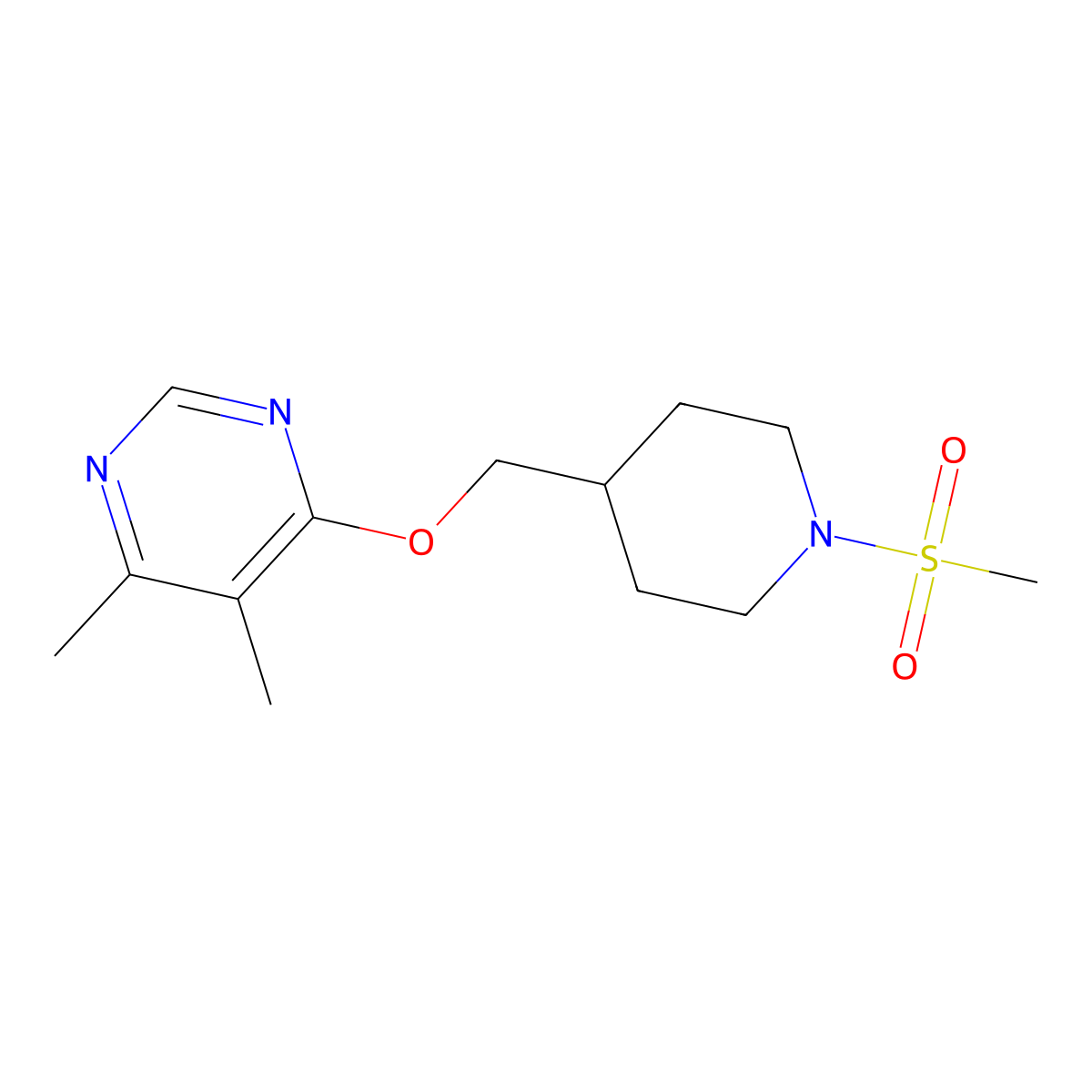 4-[(1-Methanesulfonylpiperidin-4-yl)methoxy]-5,6-dimethylpyrimidine molecular structure, CAS 2309218-03-7