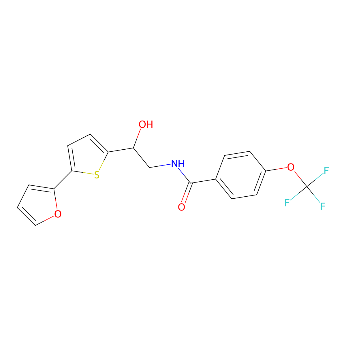 N-{2-[5-(furan-2-yl)thiophen-2-yl]-2-hydroxyethyl}-4-(trifluoromethoxy)benzamide molecular structure, CAS 2309220-84-4
