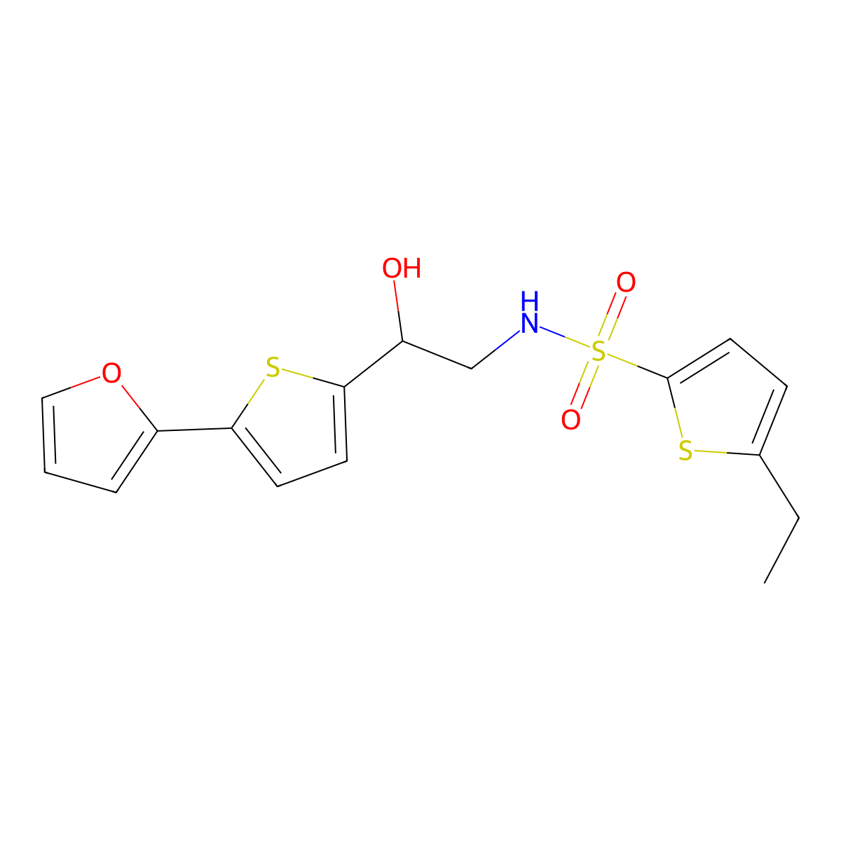 5-ethyl-N-{2-[5-(furan-2-yl)thiophen-2-yl]-2-hydroxyethyl}thiophene-2-sulfonamide molecular structure, CAS 2309221-20-1