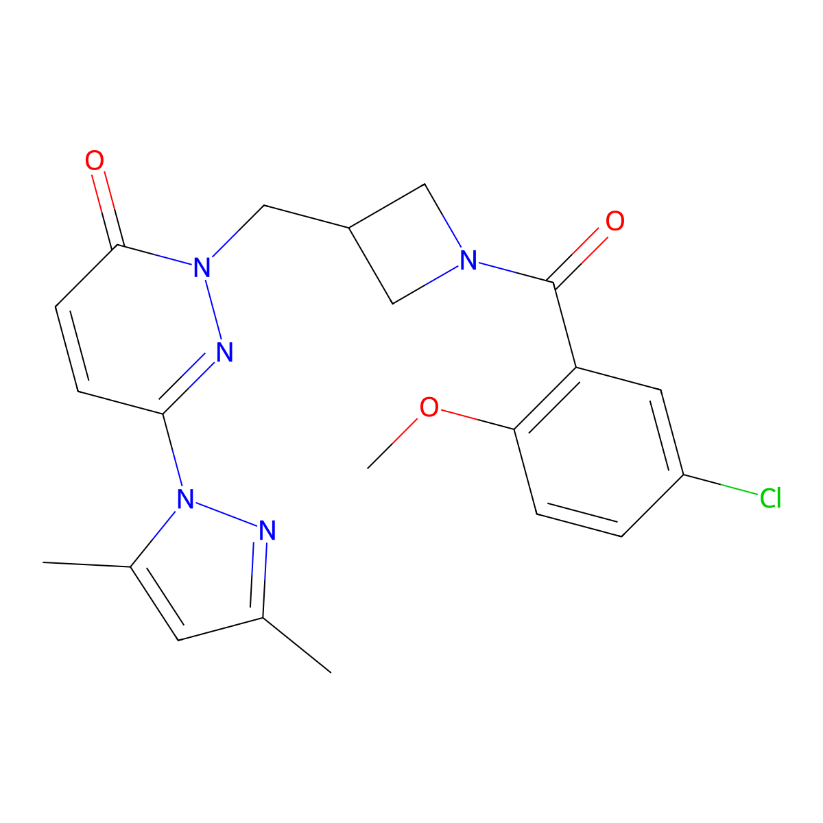2-{[1-(5-chloro-2-methoxybenzoyl)azetidin-3-yl]methyl}-6-(3,5-dimethyl-1H-pyrazol-1-yl)-2,3-dihydropyridazin-3-one molecular structure, CAS 2309221-68-7