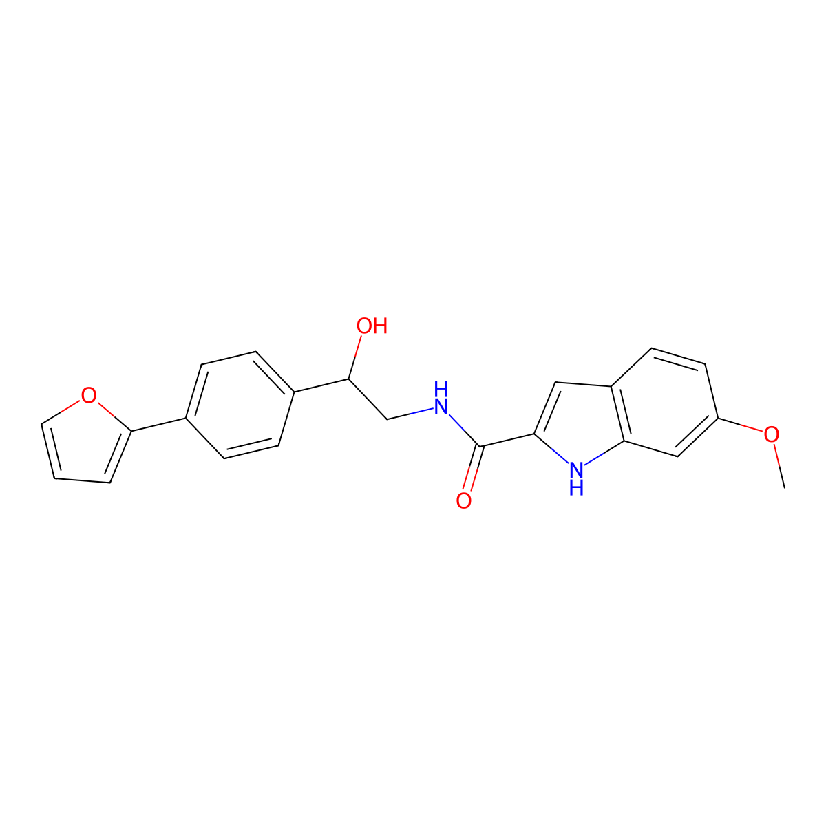 N-{2-[4-(furan-2-yl)phenyl]-2-hydroxyethyl}-6-methoxy-1H-indole-2-carboxamide molecular structure, CAS 2309221-82-5