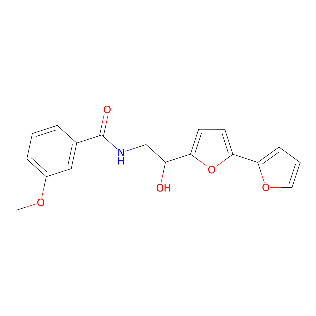 N-(2-{[2,2'-bifuran]-5-yl}-2-hydroxyethyl)-3-methoxybenzamide molecular structure, CAS 2309222-32-8