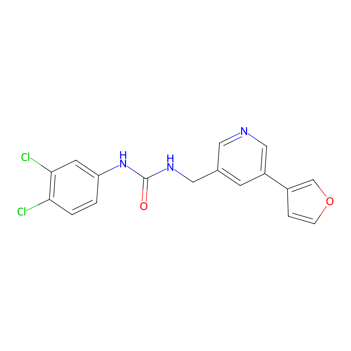 3-(3,4-Dichlorophenyl)-1-{[5-(furan-3-yl)pyridin-3-yl]methyl}urea molecular structure, CAS 2309222-57-7
