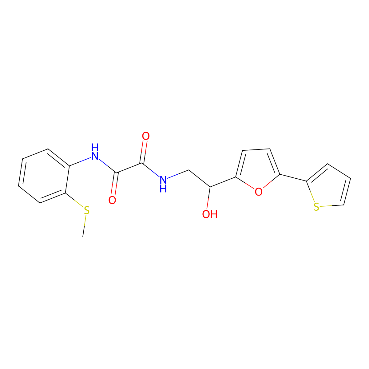 N-{2-hydroxy-2-[5-(thiophen-2-yl)furan-2-yl]ethyl}-N'-[2-(methylsulfanyl)phenyl]ethanediamide molecular structure, CAS 2309222-64-6
