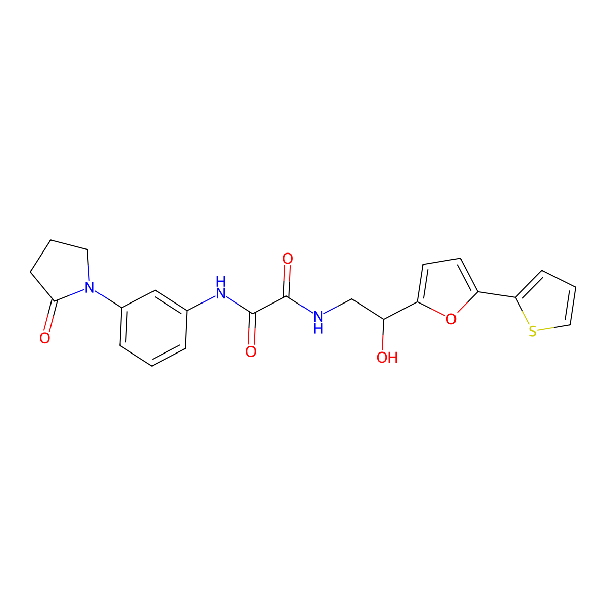 N-{2-hydroxy-2-[5-(thiophen-2-yl)furan-2-yl]ethyl}-N'-[3-(2-oxopyrrolidin-1-yl)phenyl]ethanediamide molecular structure, CAS 2309222-71-5