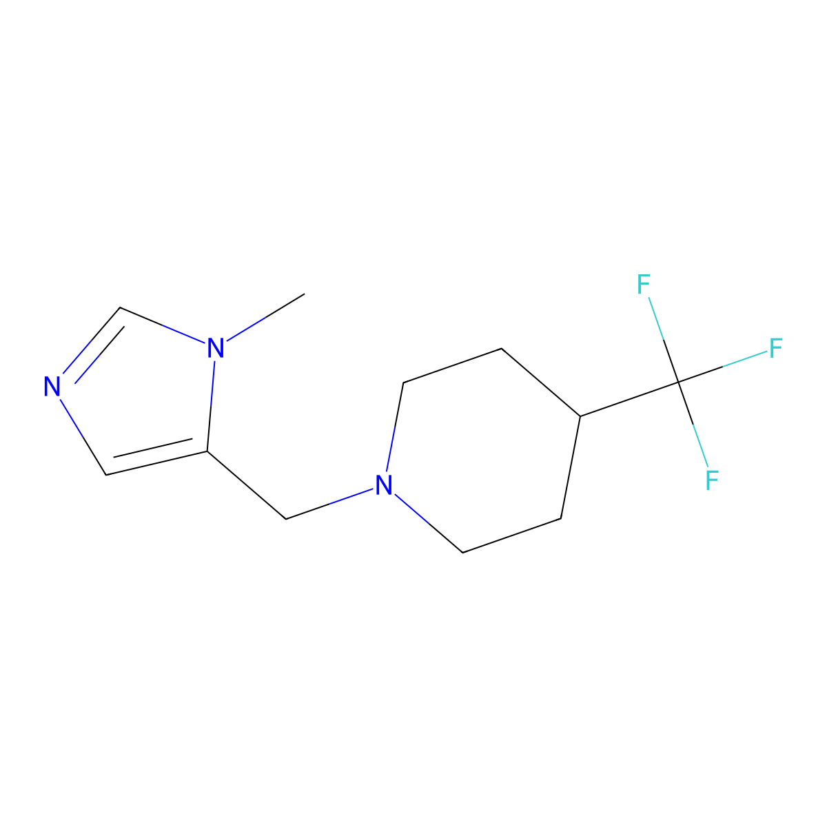 1-((1-methyl-1H-imidazol-5-yl)methyl)-4-(trifluoromethyl)piperidine molecular structure, CAS 2309231-95-4