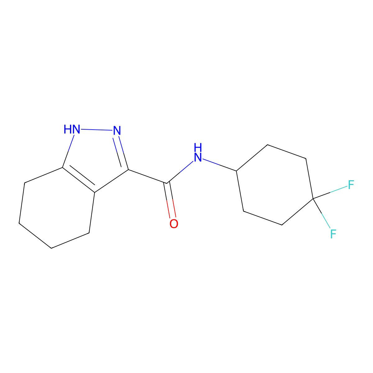 N-(4,4-difluorocyclohexyl)-4,5,6,7-tetrahydro-1H-indazole-3-carboxamide molecular structure, CAS 2309232-01-5
