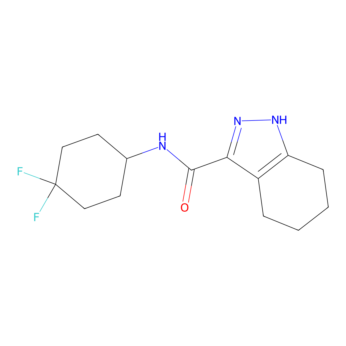 N-(4,4-difluorocyclohexyl)-4,5,6,7-tetrahydro-1H-indazole-3-carboxamide molecular structure, CAS 2309232-01-5