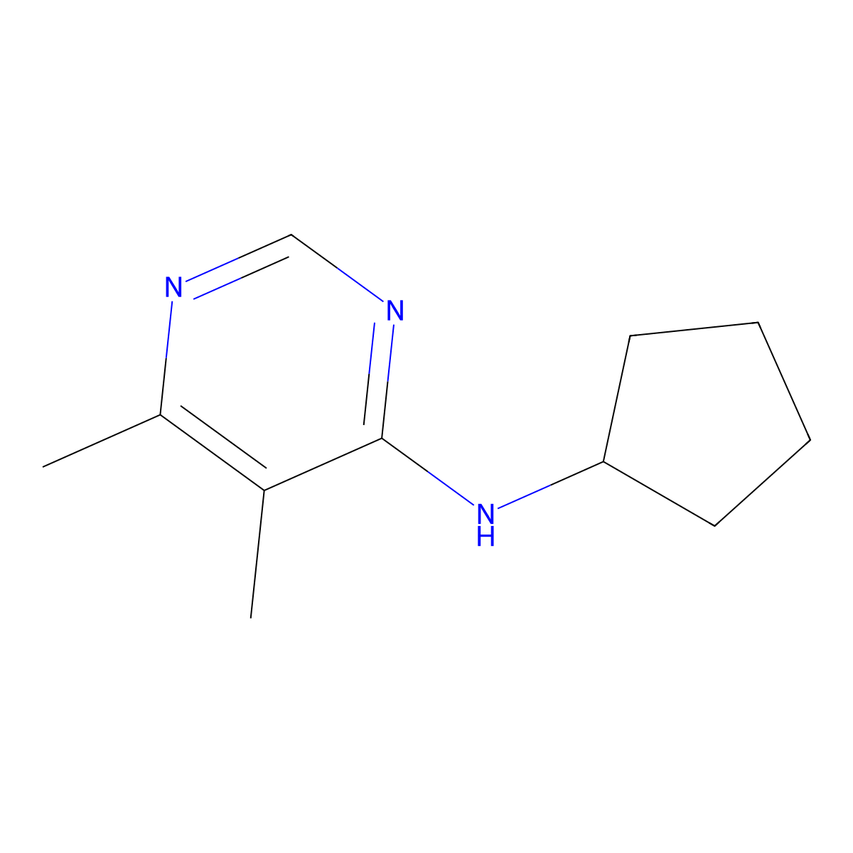 N-cyclopentyl-5,6-dimethylpyrimidin-4-amine molecular structure, CAS 2309232-20-8