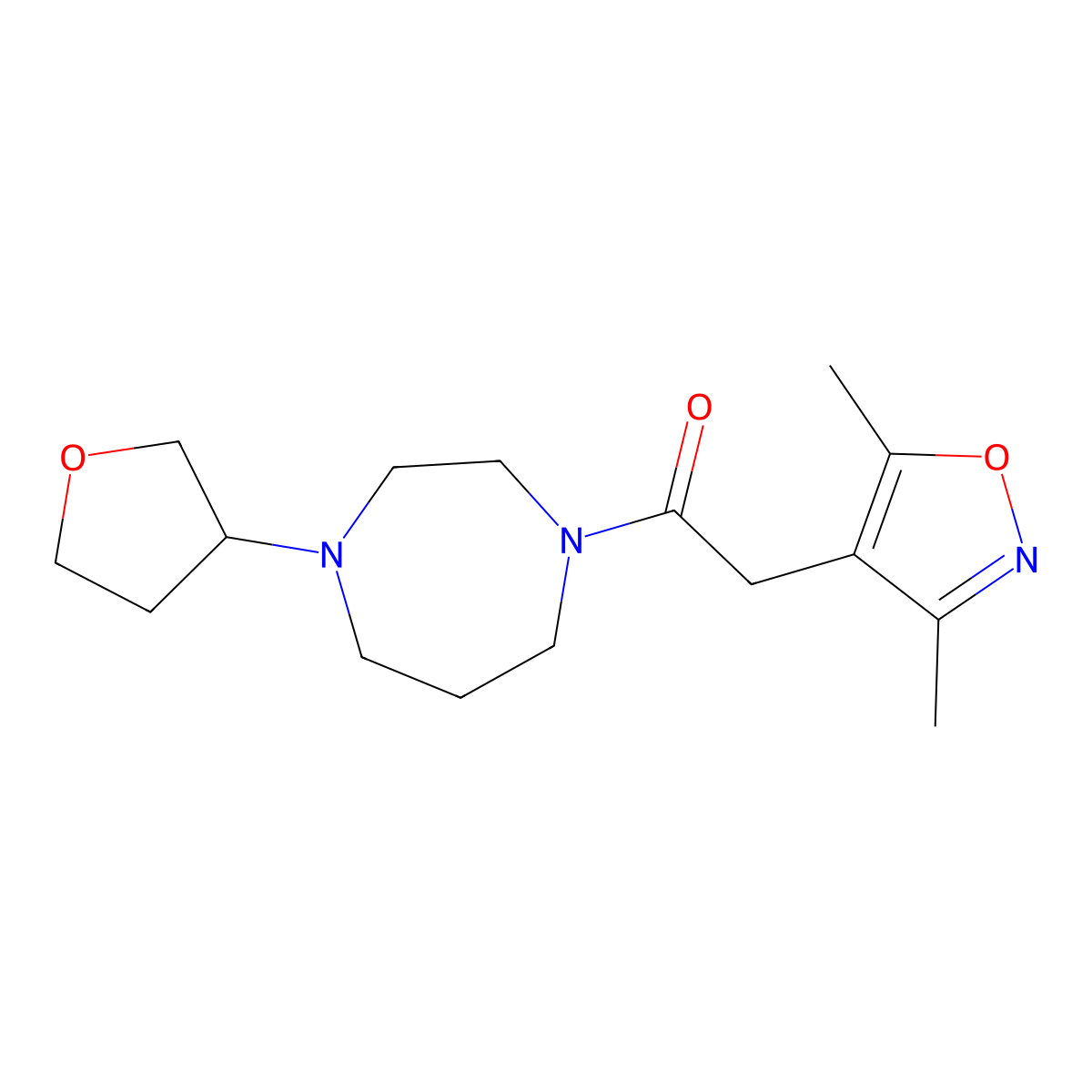 2-(3,5-Dimethyl-1,2-oxazol-4-yl)-1-[4-(oxolan-3-yl)-1,4-diazepan-1-yl]ethan-1-one molecular structure, CAS 2309232-29-7