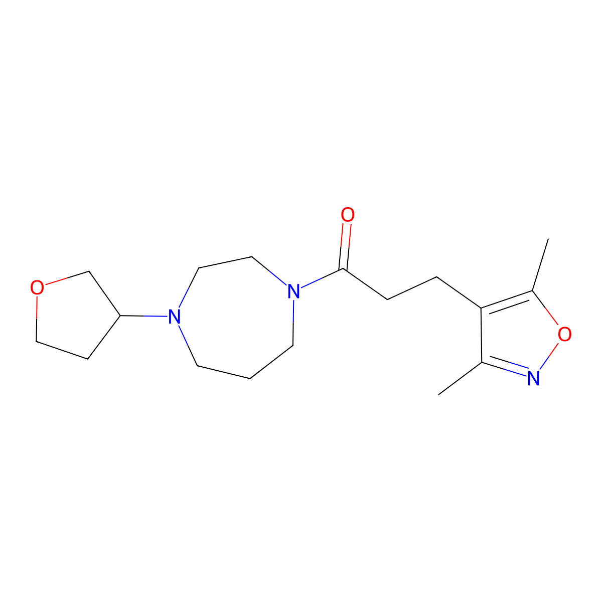 3-(3,5-Dimethyl-1,2-oxazol-4-yl)-1-[4-(oxolan-3-yl)-1,4-diazepan-1-yl]propan-1-one molecular structure, CAS 2309232-53-7