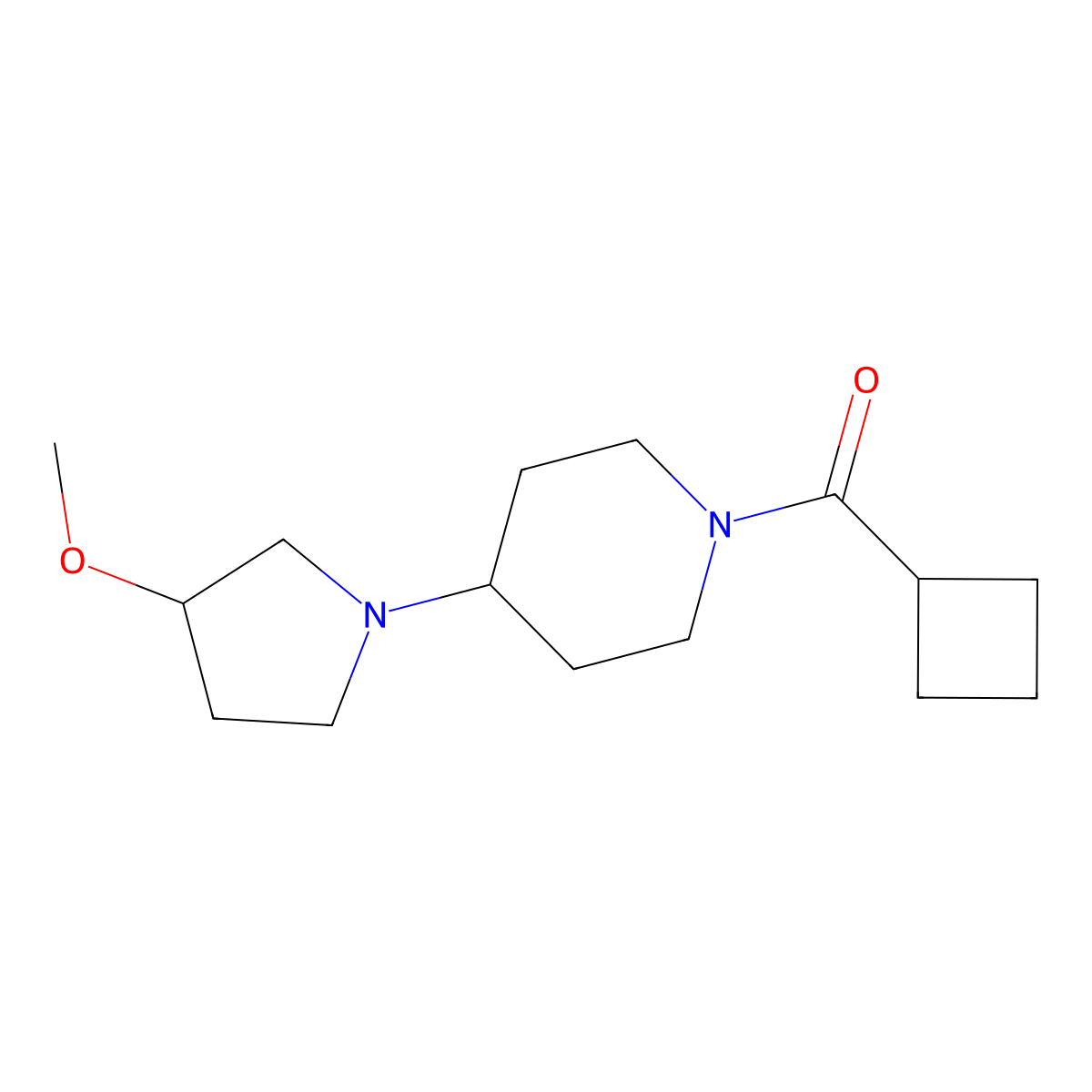 1-Cyclobutanecarbonyl-4-(3-methoxypyrrolidin-1-yl)piperidine molecular structure, CAS 2309232-59-3