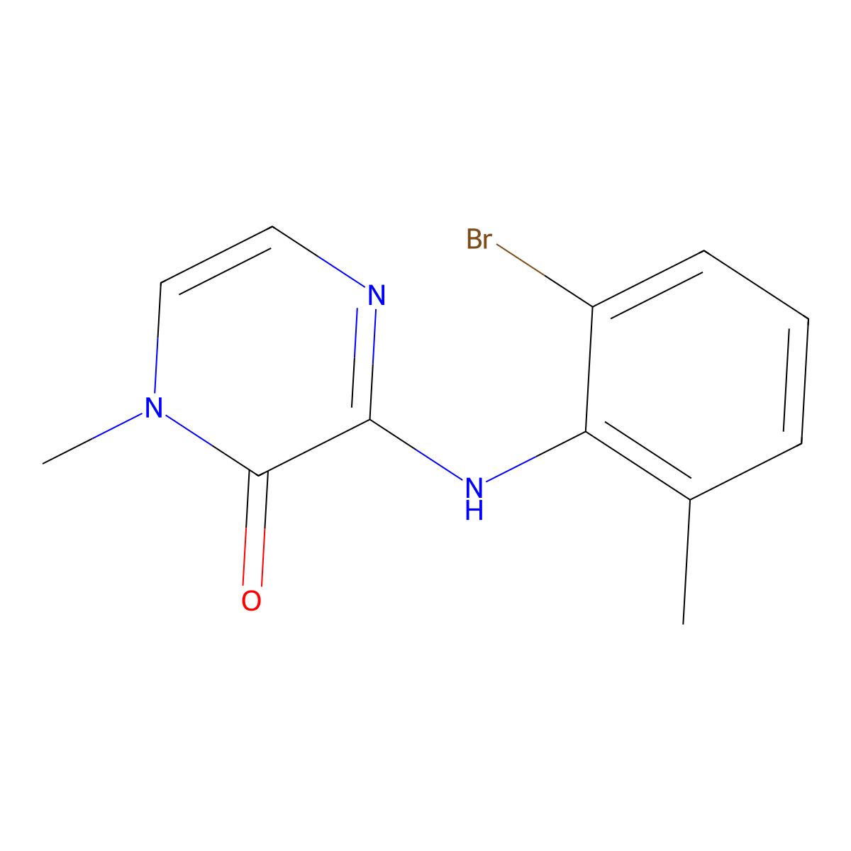 3-((2-bromo-6-methylphenyl)amino)-1-methylpyrazin-2(1H)-one molecular structure, CAS 2309258-22-6
