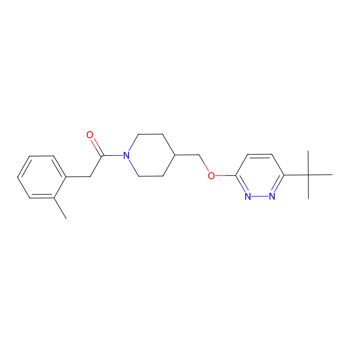 1-(4-{[(6-Tert-butylpyridazin-3-yl)oxy]methyl}piperidin-1-yl)-2-(2-methylphenyl)ethan-1-one molecular structure, CAS 2309258-75-9