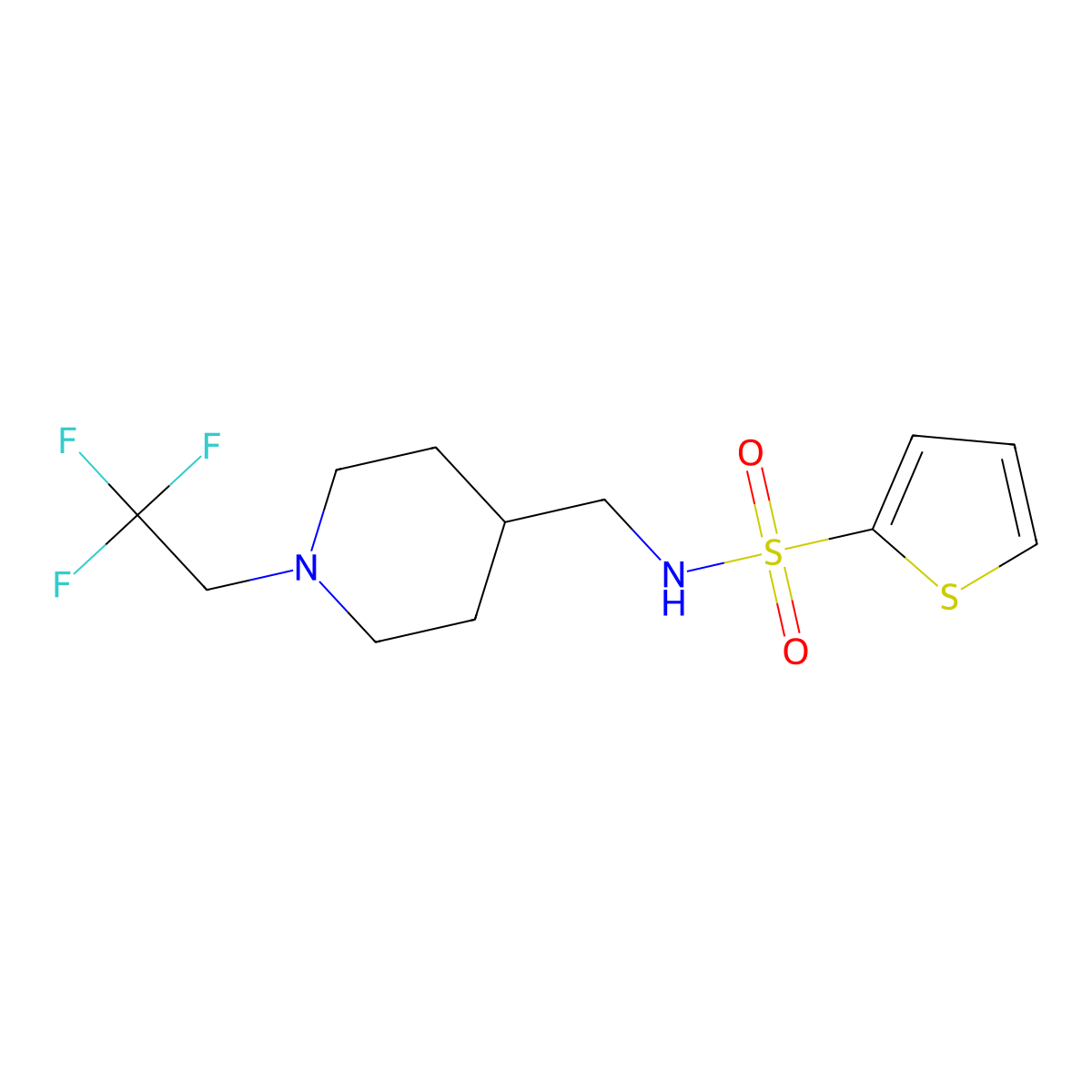 N-{[1-(2,2,2-trifluoroethyl)piperidin-4-yl]methyl}thiophene-2-sulfonamide molecular structure, CAS 2309259-02-5