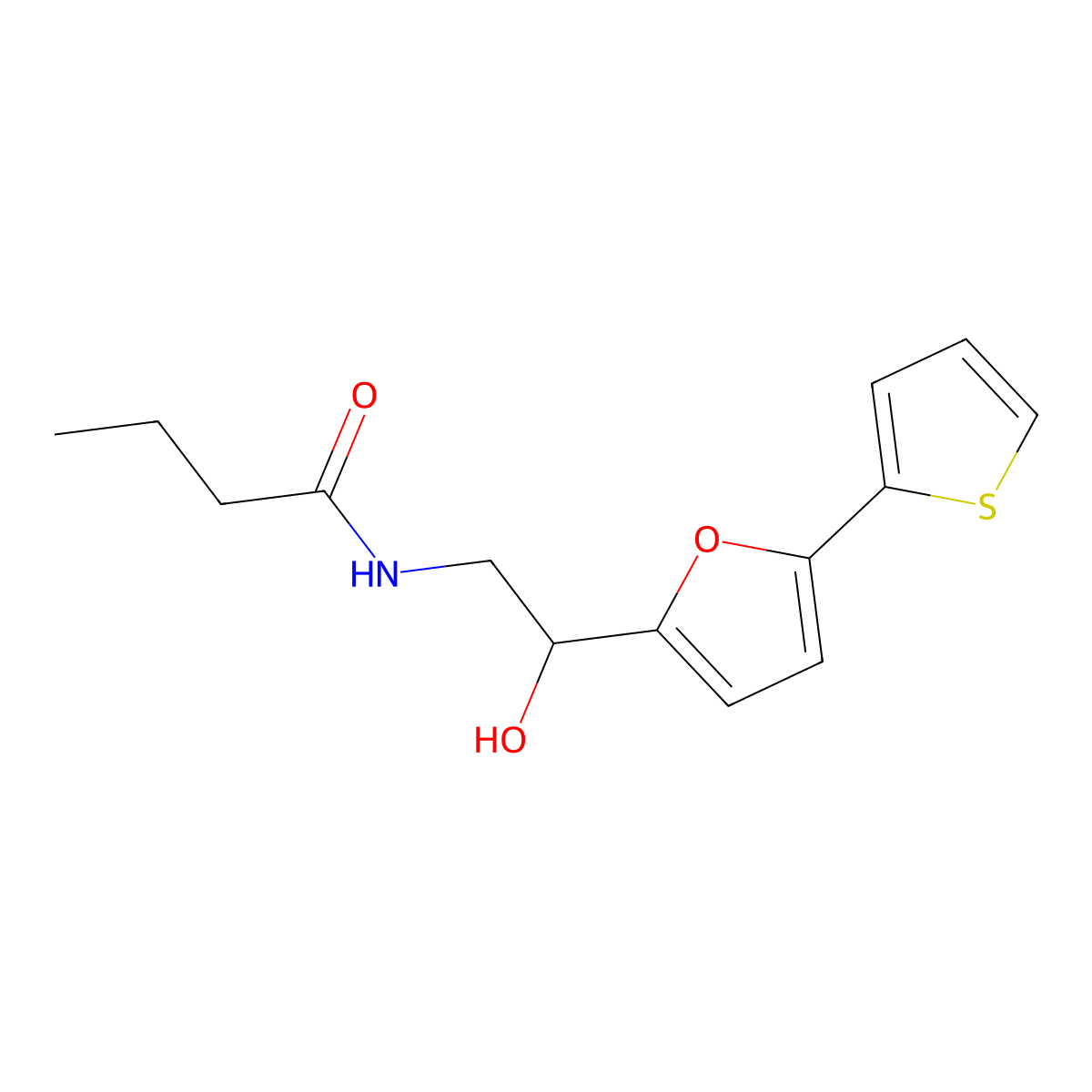 N-{2-hydroxy-2-[5-(thiophen-2-yl)furan-2-yl]ethyl}butanamide molecular structure, CAS 2309259-23-0