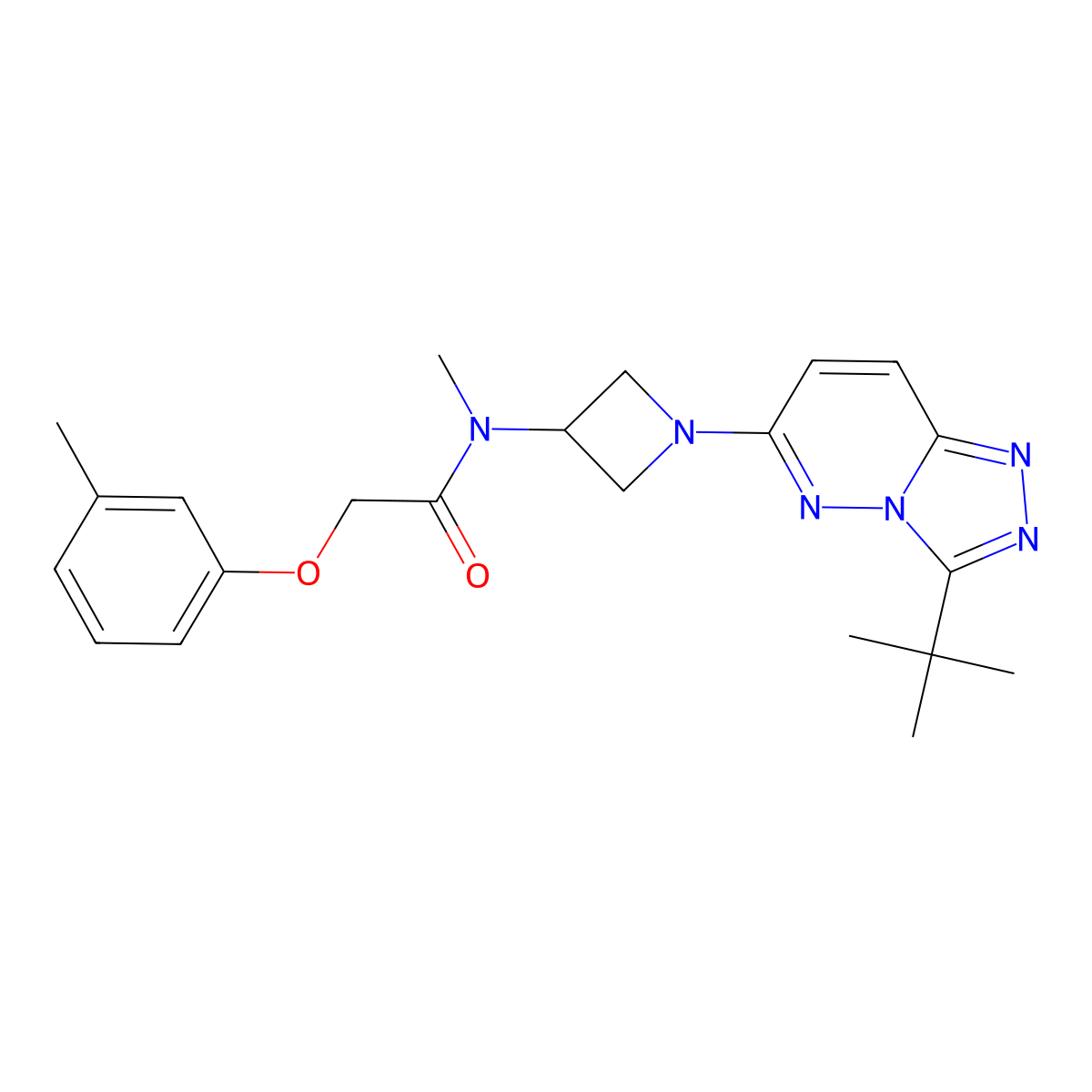N-(1-{3-tert-butyl-[1,2,4]triazolo[4,3-b]pyridazin-6-yl}azetidin-3-yl)-N-methyl-2-(3-methylphenoxy)acetamide molecular structure, CAS 2309259-63-8