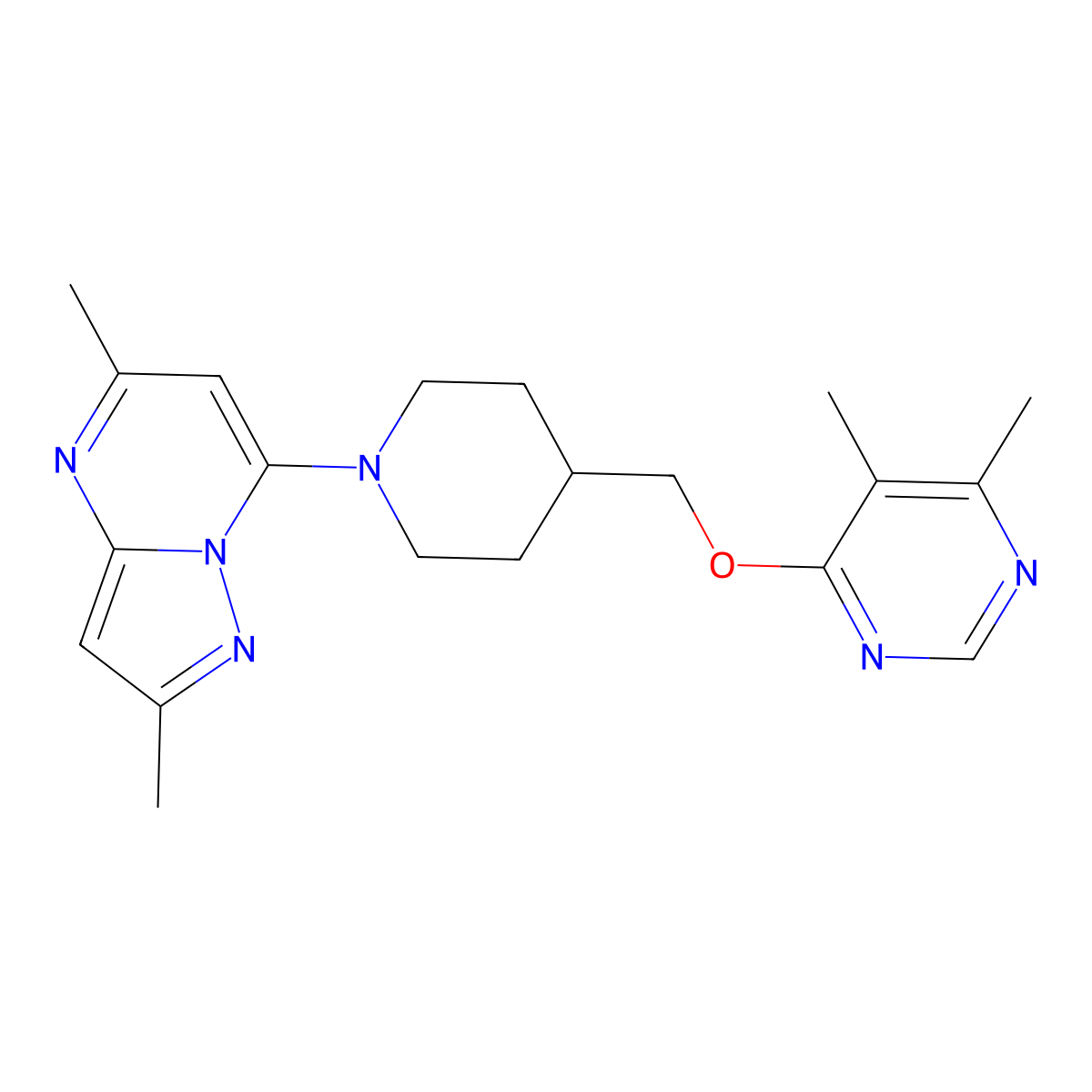 4-[(1-{2,5-Dimethylpyrazolo[1,5-a]pyrimidin-7-yl}piperidin-4-yl)methoxy]-5,6-dimethylpyrimidine molecular structure, CAS 2309259-68-3