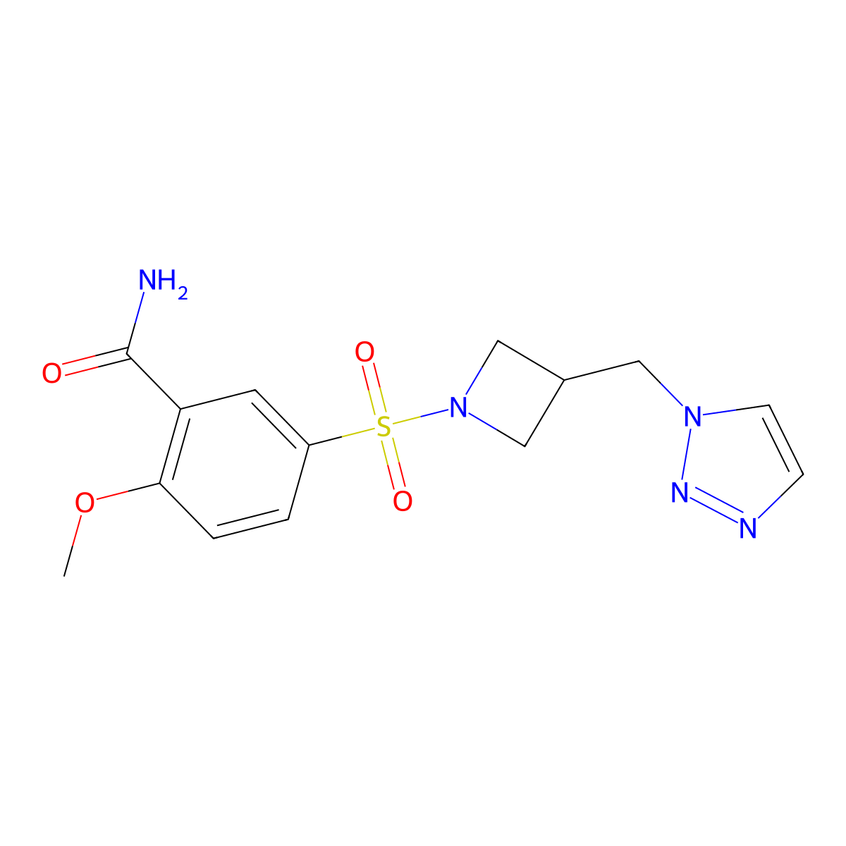 2-methoxy-5-({3-[(1H-1,2,3-triazol-1-yl)methyl]azetidin-1-yl}sulfonyl)benzamide molecular structure, CAS 2309259-73-0