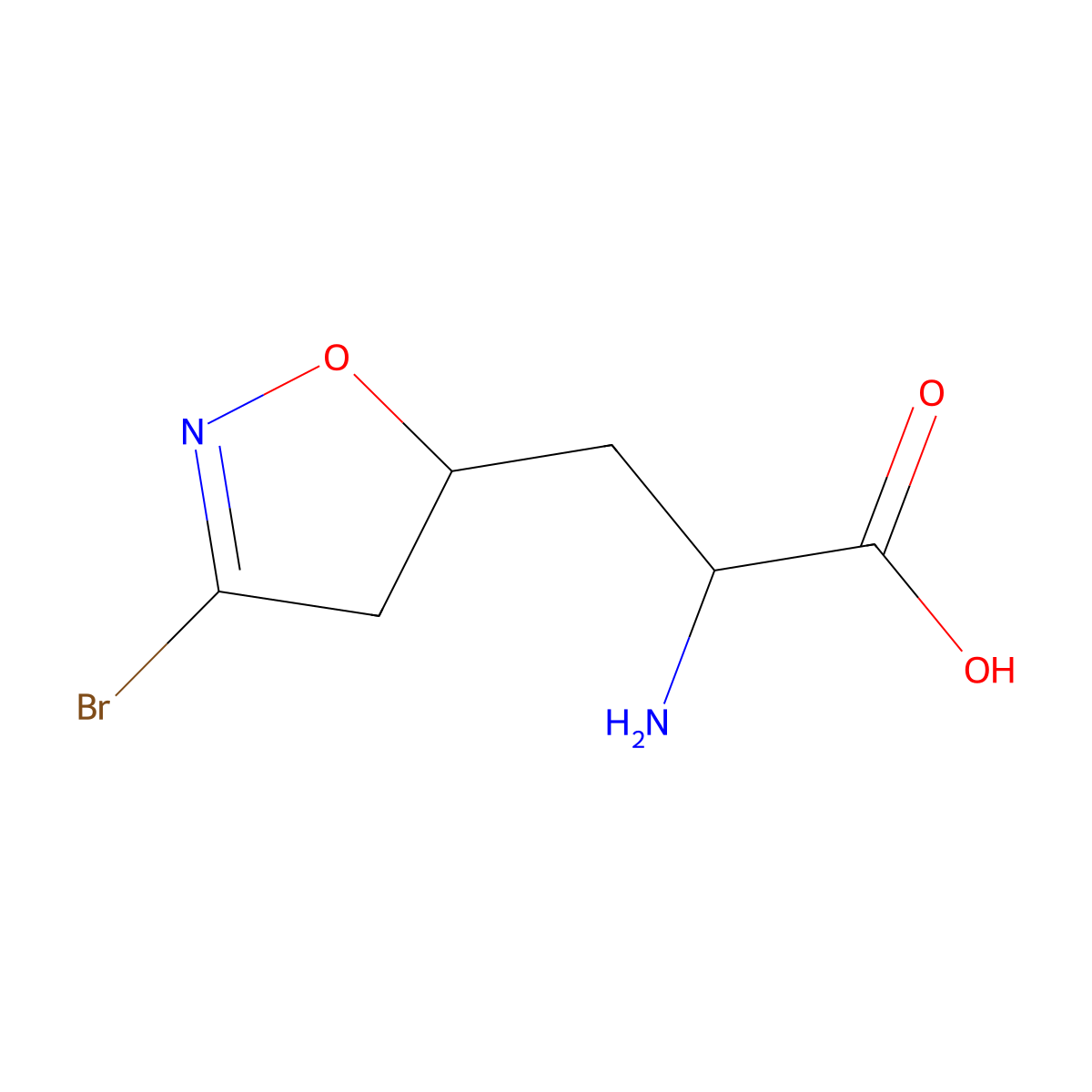 (2R)-2-amino-3-[(5R)-3-bromo-4,5-dihydro-1,2-oxazol-5-yl]propanoic acid molecular structure, CAS 2309295-67-6