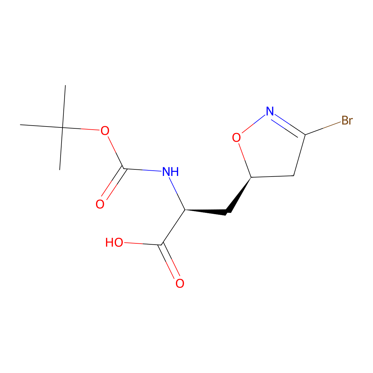 (2S)-3-[(5R)-3-bromo-4,5-dihydro-1,2-oxazol-5-yl]-2-{[(tert-butoxy)carbonyl]amino}propanoic acid molecular structure, CAS 2309296-04-4