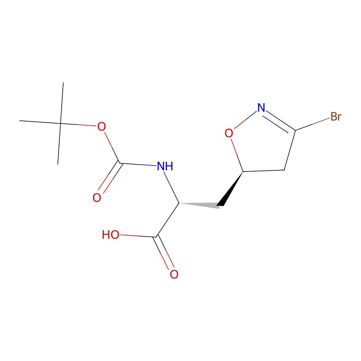 (2R)-3-[(5R)-3-bromo-4,5-dihydro-1,2-oxazol-5-yl]-2-{[(tert-butoxy)carbonyl]amino}propanoic acid molecular structure, CAS 2309296-08-8