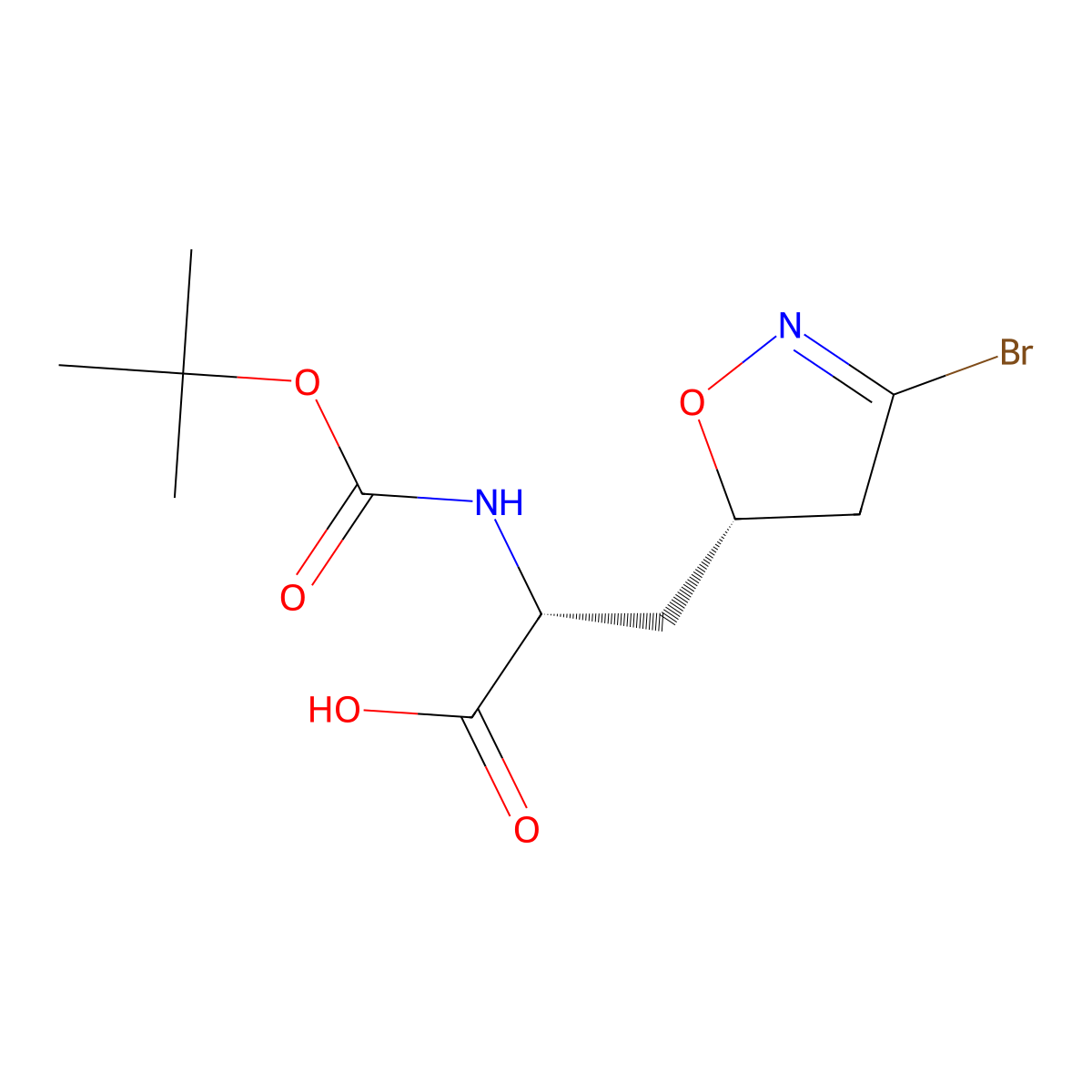 (2R)-3-[(5S)-3-bromo-4,5-dihydro-1,2-oxazol-5-yl]-2-{[(tert-butoxy)carbonyl]amino}propanoic acid molecular structure, CAS 2309296-12-4