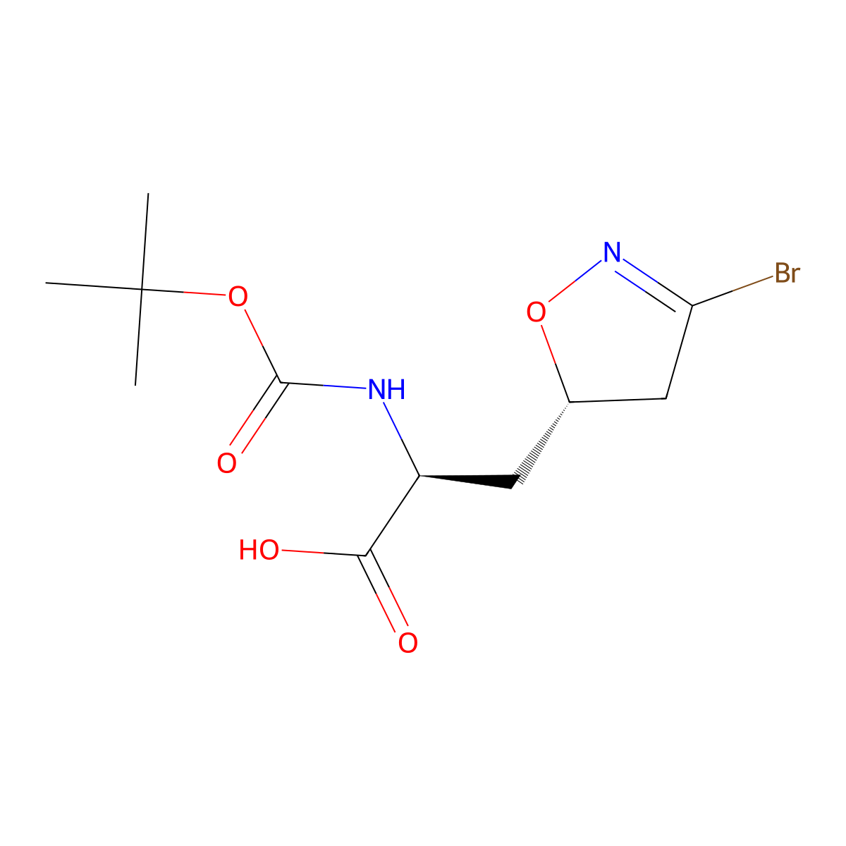 (2S)-3-[(5S)-3-bromo-4,5-dihydro-1,2-oxazol-5-yl]-2-{[(tert-butoxy)carbonyl]amino}propanoic acid molecular structure, CAS 2309296-16-8