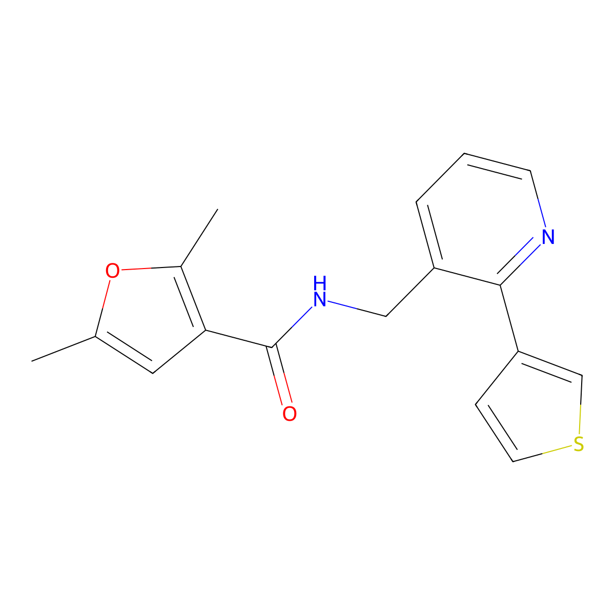 2,5-dimethyl-N-{[2-(thiophen-3-yl)pyridin-3-yl]methyl}furan-3-carboxamide molecular structure, CAS 2309306-95-2