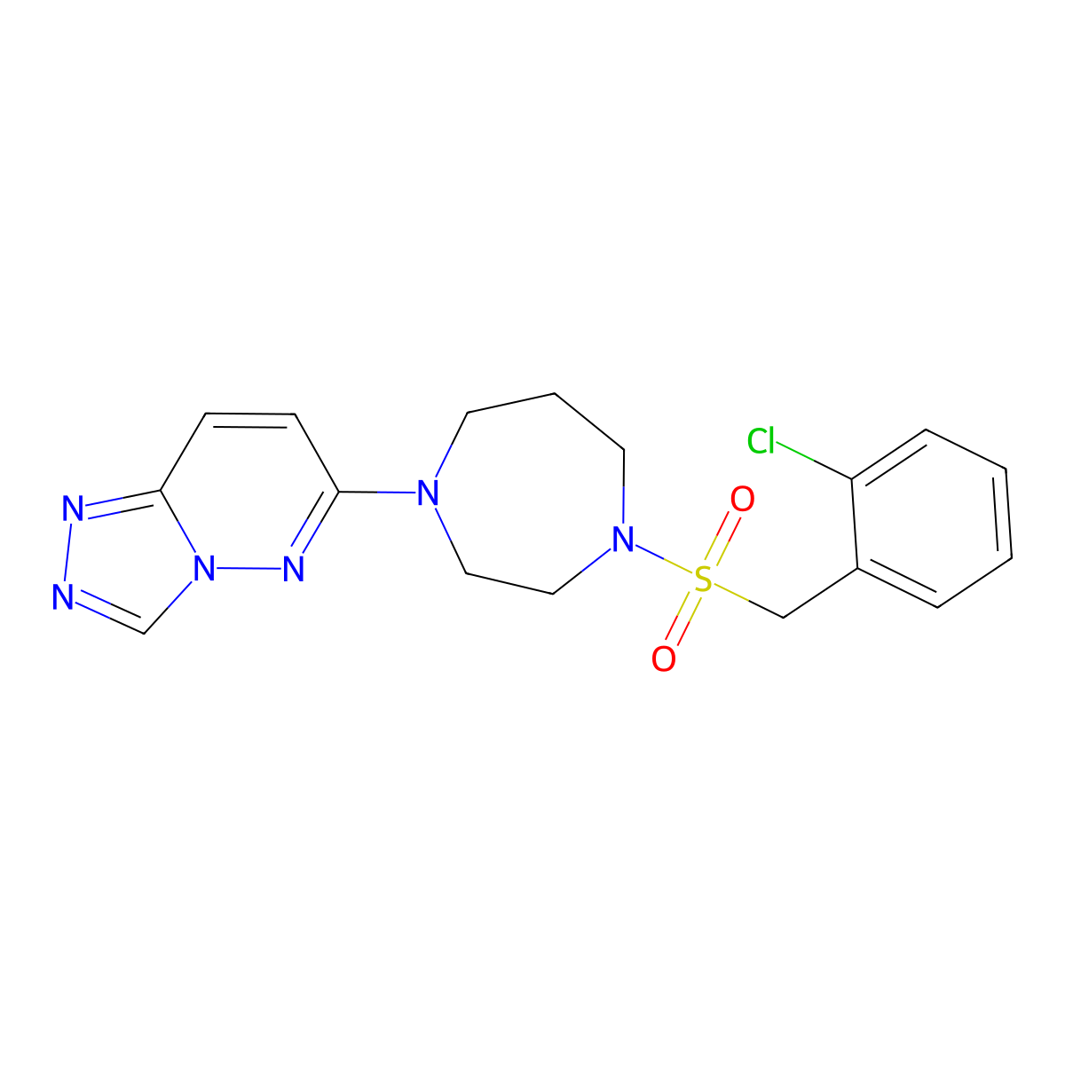 1-[(2-Chlorophenyl)methanesulfonyl]-4-{[1,2,4]triazolo[4,3-b]pyridazin-6-yl}-1,4-diazepane molecular structure, CAS 2309307-08-0