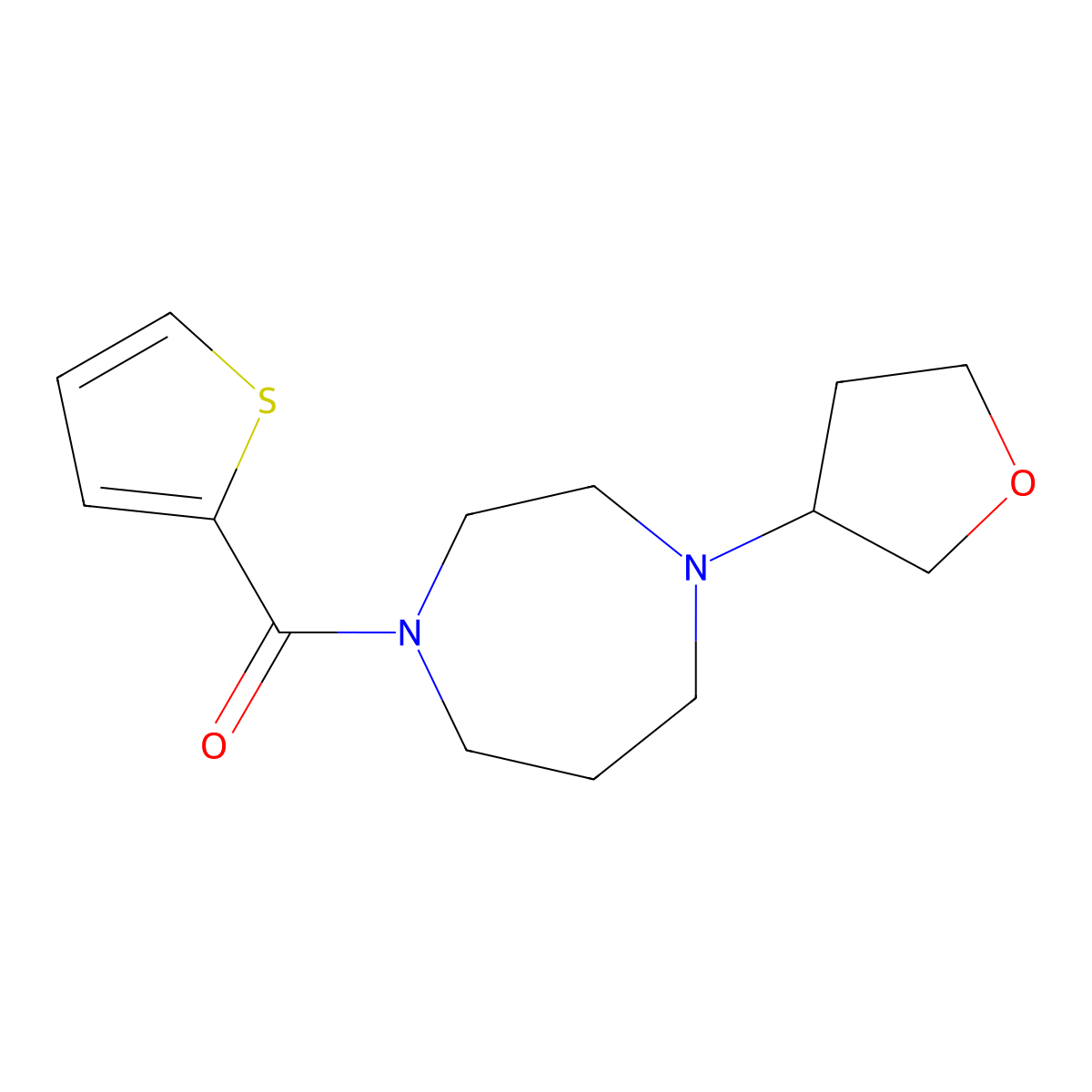 1-(Oxolan-3-yl)-4-(thiophene-2-carbonyl)-1,4-diazepane molecular structure, CAS 2309307-13-7