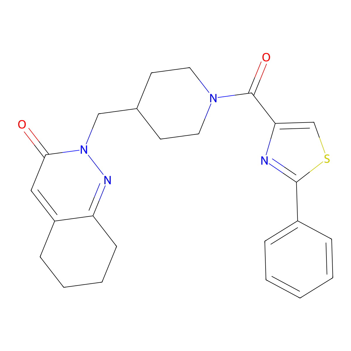 2-{[1-(2-Phenyl-1,3-thiazole-4-carbonyl)piperidin-4-yl]methyl}-2,3,5,6,7,8-hexahydrocinnolin-3-one molecular structure, CAS 2309307-21-7