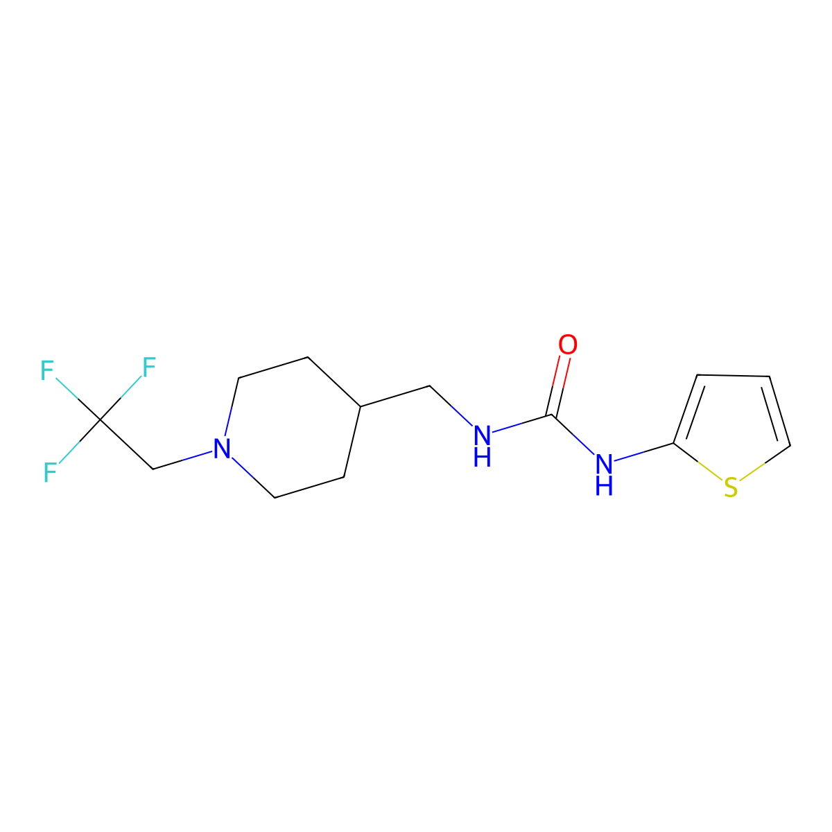 3-(Thiophen-2-yl)-1-{[1-(2,2,2-trifluoroethyl)piperidin-4-yl]methyl}urea molecular structure, CAS 2309307-37-5
