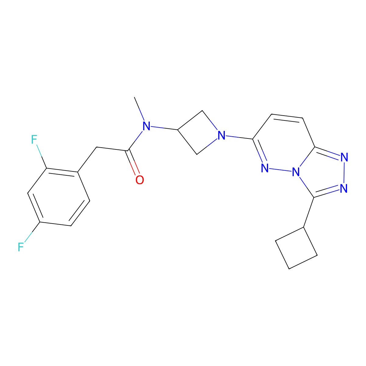N-(1-{3-cyclobutyl-[1,2,4]triazolo[4,3-b]pyridazin-6-yl}azetidin-3-yl)-2-(2,4-difluorophenyl)-N-methylacetamide molecular structure, CAS 2309307-50-2