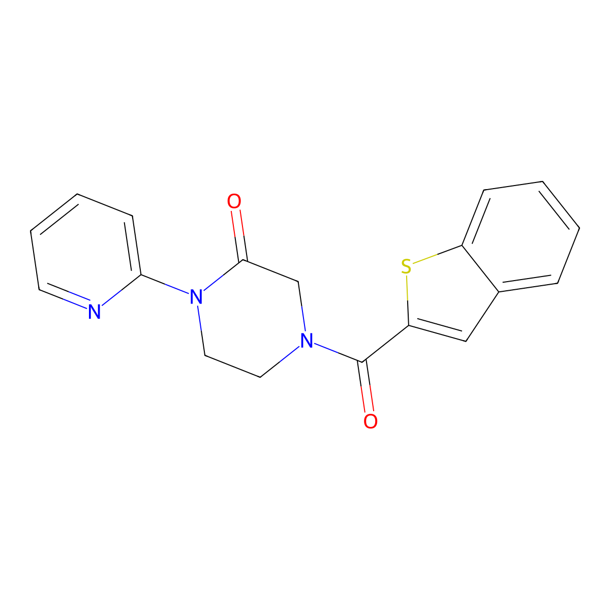 4-(1-Benzothiophene-2-carbonyl)-1-(pyridin-2-yl)piperazin-2-one molecular structure, CAS 2309307-56-8