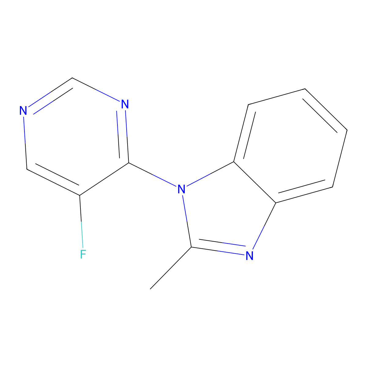 1-(5-fluoropyrimidin-4-yl)-2-methyl-1H-1,3-benzodiazole molecular structure, CAS 2309307-72-8