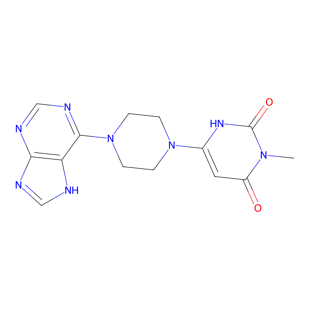 6-(4-(9H-purin-6-yl)piperazin-1-yl)-3-methylpyrimidine-2,4(1H,3H)-dione molecular structure, CAS 2309307-75-1