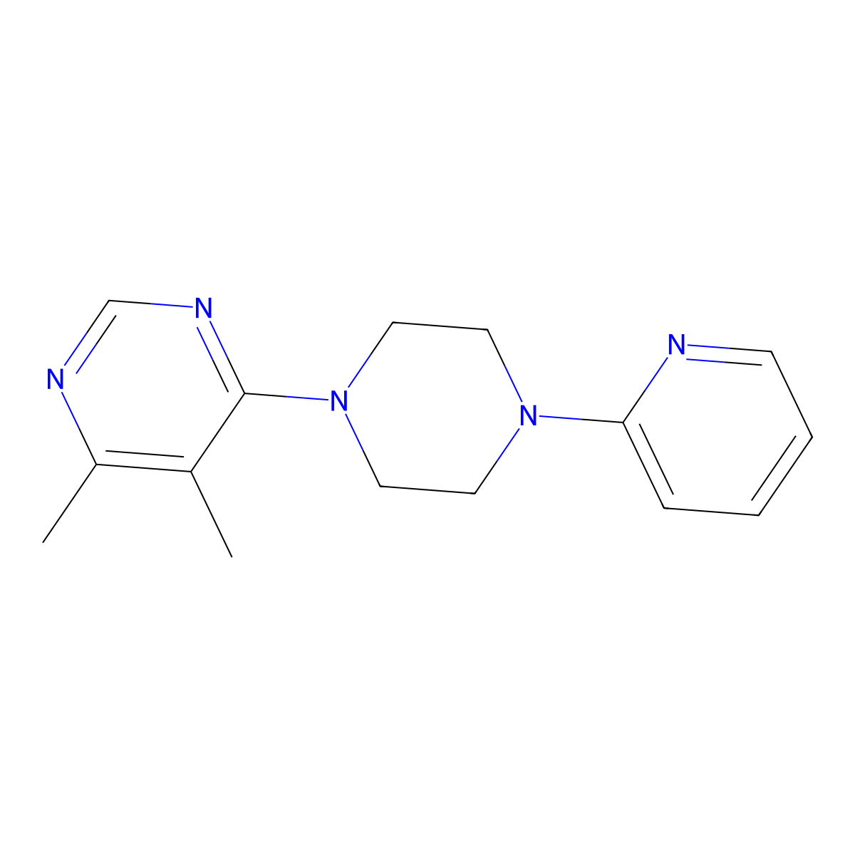 4,5-Dimethyl-6-(4-(pyridin-2-yl)piperazin-1-yl)pyrimidine molecular structure, CAS 2309307-82-0