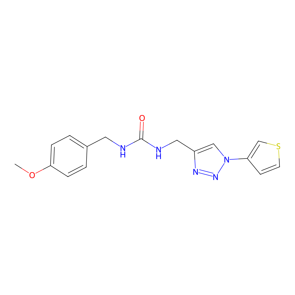 1-(4-methoxybenzyl)-3-((1-(thiophen-3-yl)-1H-1,2,3-triazol-4-yl)methyl)urea molecular structure, CAS 2309307-94-4
