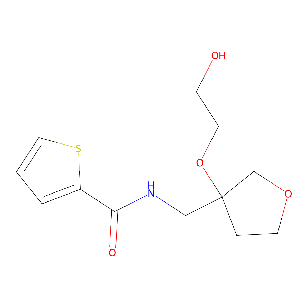N-{[3-(2-hydroxyethoxy)oxolan-3-yl]methyl}thiophene-2-carboxamide molecular structure, CAS 2309307-97-7