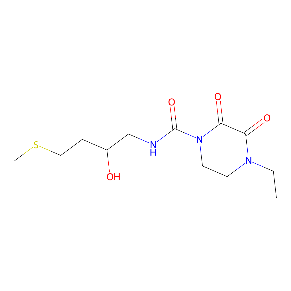 4-ethyl-N-[2-hydroxy-4-(methylsulfanyl)butyl]-2,3-dioxopiperazine-1-carboxamide molecular structure, CAS 2309307-99-9
