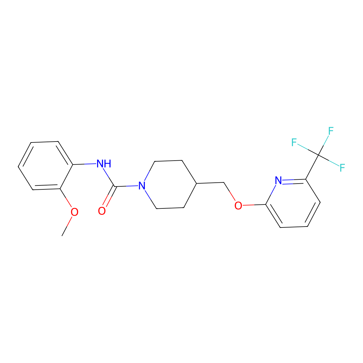 N-(2-methoxyphenyl)-4-({[6-(trifluoromethyl)pyridin-2-yl]oxy}methyl)piperidine-1-carboxamide molecular structure, CAS 2309308-03-8