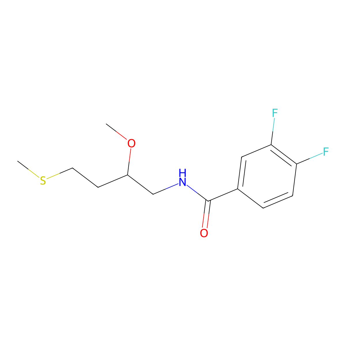 3,4-difluoro-N-[2-methoxy-4-(methylsulfanyl)butyl]benzamide molecular structure, CAS 2309308-30-1