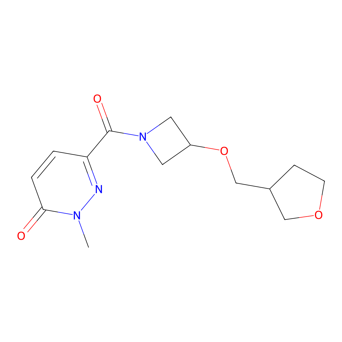 2-methyl-6-(3-((tetrahydrofuran-3-yl)methoxy)azetidine-1-carbonyl)pyridazin-3(2H)-one molecular structure, CAS 2309308-33-4
